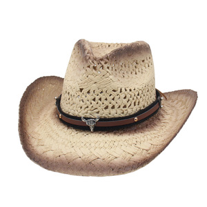 <span class=keywords><strong>Sombrero</strong></span> <span class=keywords><strong>de</strong></span> Paja Estilo <span class=keywords><strong>Vaquero</strong></span> Occidental con Diseño Calado y Decoración <span class=keywords><strong>de</strong></span> Banda <span class=keywords><strong>de</strong></span> <span class=keywords><strong>Cuero</strong></span> - Product Image 4