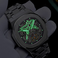Montre mécanique automatique de luxe CARNIVAL pour hommes, boîtier ovale en acier inoxydable de 43 mm, tourbillon, fermoir papillon, étanche 3 BAR