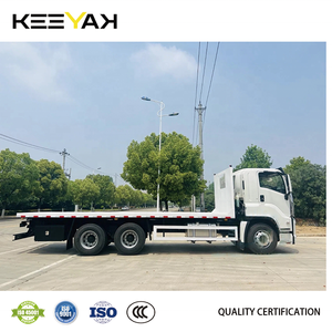 Venta caliente 6*4 Isuzu camión de cama baja China hecho en fábrica diesel 8 metros camiones de transporte de automóviles camión de cama plana - Product Image 6