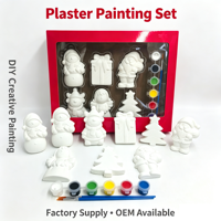 Kit de peinture sur plâtre pour enfants, figurines en plâtre non peintes, kit de bricolage pour peinture artisanale, cadeau de Noël