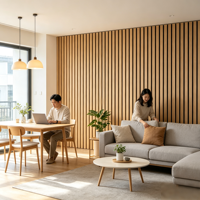 Panneau acoustique moderne en fibres de polyester à lattes linéaires PS pour auditorium, salle de culte, isolation phonique et contrôle de la réverbération