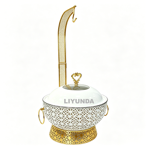Chauffe-<span class=keywords><strong>Plat</strong></span> Suspendu Liyunda de Luxe en Acier Inoxydable Or Blanc Noir Argent pour Buffet avec <span class=keywords><strong>Couvercle</strong></span> Suspendu - Product Image 1