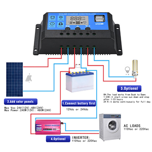 Contrôleur de charge solaire PWM 12V 24V 48V 10A 20A 30A 40A 50A 60A en gros - Product Image 4