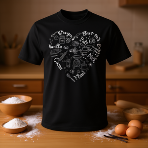 T-shirt pour les amateurs de cuisine, sucre, beurre, sel, œuf, lait, farine, cacao, vanille - Product Image 3