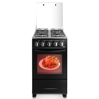 Kompor Gas RAF Home Cooking R.8066 4 Tungku 1 Oven 55L Panel Stainless Steel Tutup Kaca Pengapian Manual untuk Penggunaan Memasak Sehari-hari di Rumah