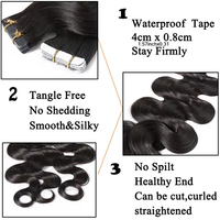 Extensions de cheveux Remy invisibles sans couture, tissées, 20 pièces, 100 % cheveux humains naturels, remplaçables, en bande adhésive – Vente chaude du fournisseur d'usine