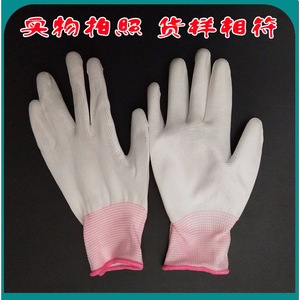 Guantes de nailon blancos con palma recubierta de PU, 13 agujas, antideslizantes, para sala limpia, electrónica, fábrica, seguridad, tallas 7, 8, 9 - Product Image 4