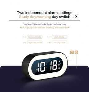 <b>LED</b> Smart Table Alarm <b>Clock</b> Rechargeable Night Light Electronic Movement Snooze Music Functions Touch Control Home Outdoor - Product Image 4