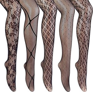 2026 nouveau KJ pure Spandex résille Leggings collants femmes dentelle maille à motifs corps bas jarretelles collants - Product Image 2