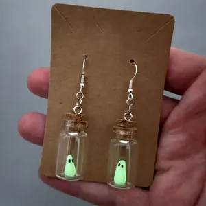 2024 fantôme en bouteille boucles d'oreilles brillent dans le noir fantôme boucles d'oreilles lumineuses Halloween bijoux pour femmes et filles - Product Image 1