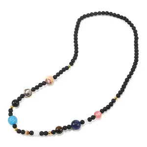 New Design Universe Galaxy Nine Eight Planets Stone Elastic Necklace All Matching Stone Necklace Wholesale