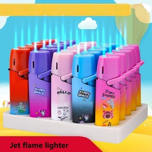 Windproof Jet Flame Metal <b>Lighter</b> Refillable Kitchen Electronic Colorful <b>Lighters</b> - Product Image 4