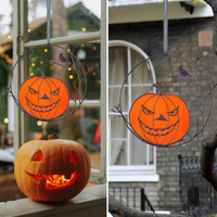 Décoration de porte d'Halloween en fer forgé en forme de citrouille, faite à la main, durable, pour intérieur