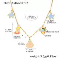Collar de Acero Inoxidable Chapado en Oro de 18K con Múltiples Elementos de Estrella de Mar y Sirena, Cadena de Moda Linda, Regalo para Niños