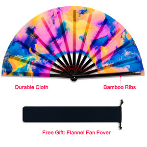 พัดไม้ไผ่พิมพ์ลาย UV สะท้อนแสง พับได้ สำหรับงานปาร์ตี้ งานเทศกาล เต้นรำ - Product Image 3