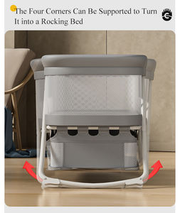 <span class=keywords><strong>Lit</strong></span> de bébé moderne de luxe, berceau pliable en métal avec tissu en lin + alliage d'aluminium, chambre à coucher, hôpital et parc - Product Image 5