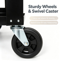 Chariot robuste à capacité de 400 kg avec poignée inclinable, plateau métallique et roulettes pivotantes
