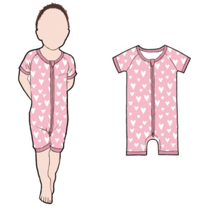 Tutine per Neonati all'Ingrosso con Stampa Dolce per San Valentino, Maniche Corte, Grazioso Pigiama in Bambù per Bambine - Product Image 1