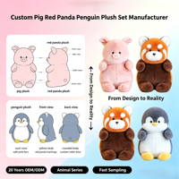 Peluche personnalisée de la série Lazy : Cochon, Renard, Raton laveur, Pingouin – Cadeau pour enfants