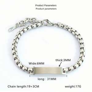 Bracelet d'identification en or pour homme, personnalisable, en acier inoxydable, avec plaque nominative gravée, bijou minimaliste, chaîne de poignet classique - Product Image 4