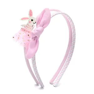 2 buah/set buatan tangan menyesuaikan Sweetheart lucu kelinci tulle busur ikat rambut untuk bayi perempuan rambut hoop