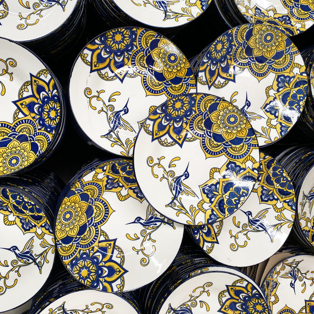 New 2024 Bohemian Ceramics High Aesthetic Tableware Round Porcelain Plates Advanced Sense Home Use Dining Plates