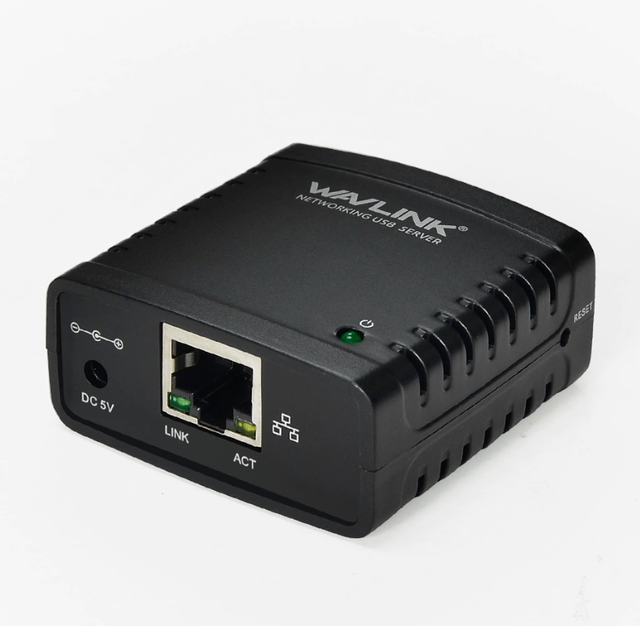 WAVLINK LAN USB Print Server & Sharing Hub for Network Printer Sharing Supporting Multiple Users Over Ethernet