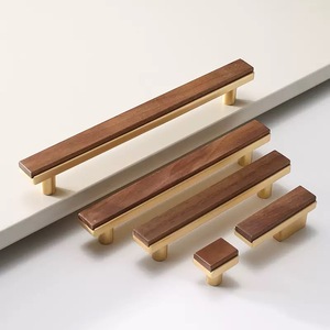 Maniglie in Legno e Metallo Zincato per Mobili, Pomelli per Armadi, Cassetti e Tavoli in Noce, Accessori per Mobili in Legno - Product Image 4