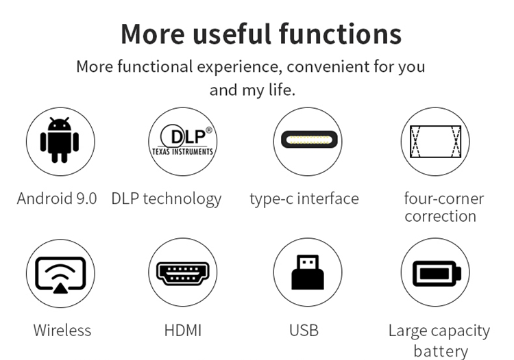 Best Portable HD Mini Projector 1280*720P Wireless DLP Short Throw Home Projector 4K with Integrated Speakers