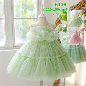 Vestido de Princesa Elegante y de Lujo para Niñas, Diseño MQATZ ODM, Venta Caliente, Primavera, Largo hasta la Rodilla, Satén Resistente para Niñas - Product Image 2