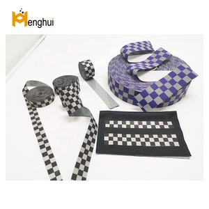 Nastro Riflettente Personalizzato con Stampa a Scacchi per Abbigliamento, Scarpe, Borse, Alta Visibilità Argento Blu Certificato EN20471 PES PVC - Product Image 4