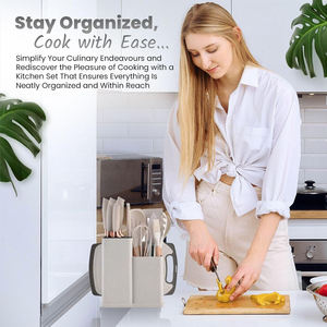 Set di 19 Utensili da <span class=keywords><strong>Cucina</strong></span> Premium in Silicone Nero LOVFE <span class=keywords><strong>con</strong></span> Manici in Legno, Lavabili in Lavastoviglie, per <span class=keywords><strong>Cucina</strong></span> Domestica - Product Image 6