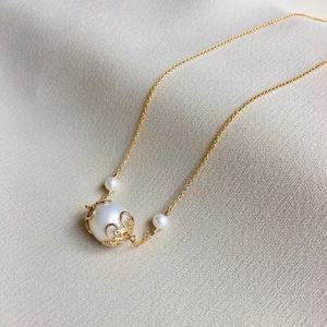 Women's Natural Baroque Freshwater <b>Pearl</b> <b>Pendant</b> Necklace Large 14K Gold Package Clavicle Chain Korean Style New Product Launch - Product Image 3