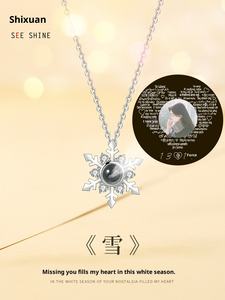 ALYAFEAI Collar con Colgante de Plata de Ley 925, Chapado en Platino, con Circonita, Diseño de Copo de Nieve y Cruz, Microincrustaciones, para Mujer, Aniversario - Product Image 3