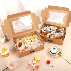 Pasteles de cartón ecológicos pasteles cupcakes pasteles Kraft Blanco marrón comida hornear macaron pastel cajas con ventanas - Product Image 1