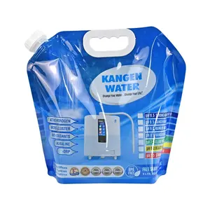 Outdoor drinking water bag plastic bpa free 5 liter spout pouch 5l collapsible foldable kangen water bag