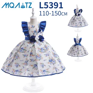 MQATZ Hot Sale Puffy Sleeves Print Flower Gilr Party Dress Children Evening Dresses For Wedding L5391