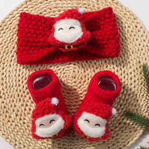 Gebreide Hoofdband En Sokken Baby Set Kerst Cartoon Kinderen Outfit Herfst En Winter Warme Baby Tweedelige Set - Product Image 4
