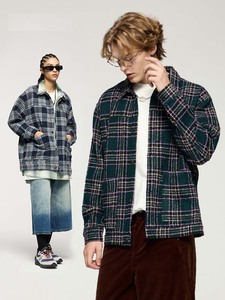 Chemise-veste à <span class=keywords><strong>carreaux</strong></span> vintage pour <span class=keywords><strong>homme</strong></span>, streetwear, coupe ample, manches longues, boutonnée, décontractée - Product Image 2