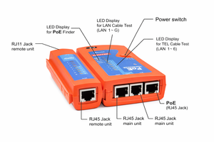 Testeur de câbles Ethernet à prix compétitif avec fonction de localisation et de test PoE pour l'installation réseau - Product Image 2