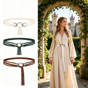 Accesorios <span class=keywords><strong>de</strong></span> Disfraces Medievales, Cinturón Largo con Nudos para Mujer, Accesorio <span class=keywords><strong>de</strong></span> Cintura <span class=keywords><strong>de</strong></span> Bruja Nórdica, Disfraz Vikingo, Disfraces <span class=keywords><strong>de</strong></span> TV y Cine - Product Image 1