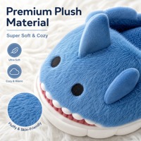 Chaussons en fourrure de requin de dessin animé pour femme, confortables et chauds, antidérapants en TPR, pour l'intérieur et l'extérieur, collection automne-hiver, vente en gros