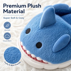 Chaussons en <span class=keywords><strong>fourrure</strong></span> de requin de dessin animé pour <span class=keywords><strong>femme</strong></span>, confortables et chauds, antidérapants en TPR, pour l'intérieur et l'extérieur, collection automne-hiver, vente en gros - Product Image 3