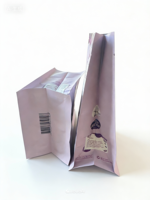 Sachet plat à fond plat avec soufflet latéral et fermeture éclair biodégradable sur mesure, laminé PET+VMPET+PE, pour gâteaux, salades, sushis, aliments