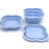 Bol de voyage pliable en silicone pour chien, sans BPA, 500 ml, 2 tasses, bleu ciel, pour nourriture et eau