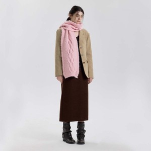 Bufanda de punto trenzado de color liso rosa, gruesa y cálida para invierno, calentador de cuello para mujer, bufanda, chal, accesorios. - Product Image 3