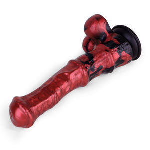 Fantezi Yapay Penis Yeni Renk Kırmızı Alevler Michelle Tıbbi Sınıf Silikon Yumuşak Vakumlu Yapay Penis/Anal Tıkaç At Şeklinde Yetişkinler İçin - Product Image 4