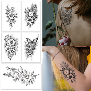 WB 5 fogli/borsa Semi-permanente bellezza donne <span class=keywords><strong>farfalle</strong></span> <span class=keywords><strong>fiori</strong></span> Sexy realistico impermeabile Stencil Stencil - Product Image 3