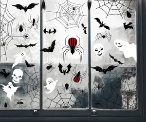 Halloween Skeleton Spider Pumpkin SCRAY Trang Trí Không Thấm Nước Nhãn Dán Cửa Sổ Nhãn Dán Tường