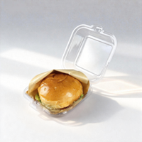 Boîte alimentaire carrée en PET, jetable, empilable, en matériaux recyclés, pour salades, sandwichs, gâteaux, hamburgers, vente à emporter et vente au détail